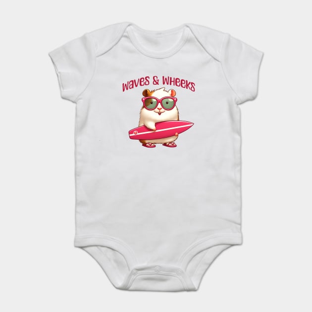 Waves & Wheeks funny summer surfing guinea pigs design Baby Bodysuit by Luxinda